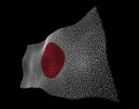 Dancing Japanese flag, particle technology banner Stock Illustration