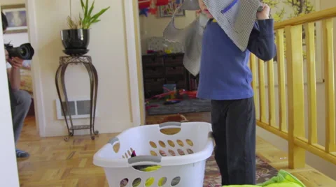 Dancing kid plays dress up Stock Footage 64646759