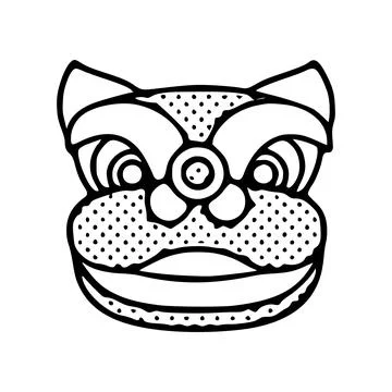 Dancing lion head icon isolated on white background Stock Illustration