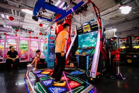 Dancing machine in a shopping mall Stock Photos