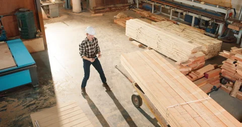 Dancing, man and woodworker with clipboard in workshop with good news on artisan Stock Footage 341406398