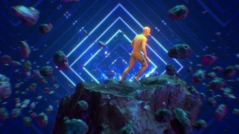 Dancing Man on a Floating Rock Stock Footage 272956534