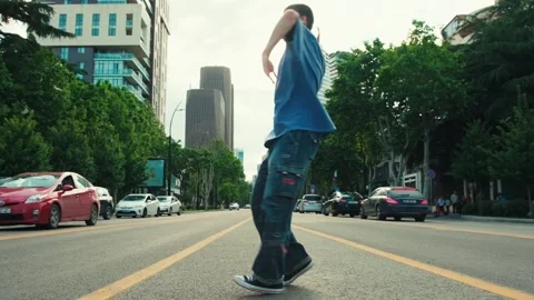 The dancing man. Hip hop at sunset. Stock Footage 242149481
