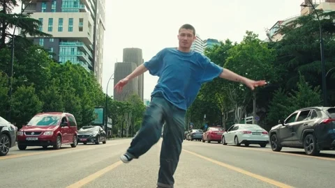 The dancing man. Hip hop at sunset. Stock Footage 242149573