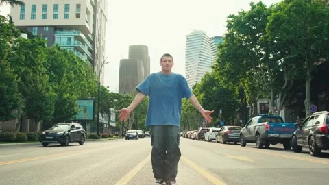 The dancing man. Hip hop at sunset. Stock Footage 242149745