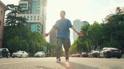 The dancing man. Hip hop at sunset. Stock Footage 242149934