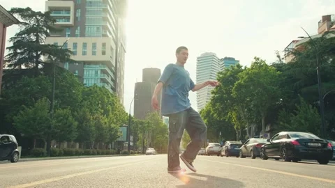 The dancing man. Hip hop at sunset. Stock Footage 242149985