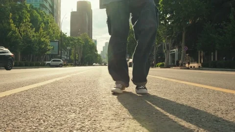 The dancing man. Hip hop at sunset. Stock Footage 242151289