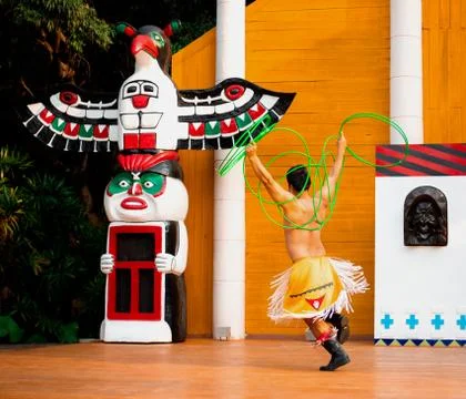 Dancing man with hoops Stock Photos