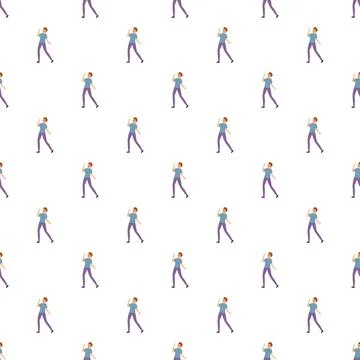 Dancing man seamless pattern celebrating success and fun Stock Illustration