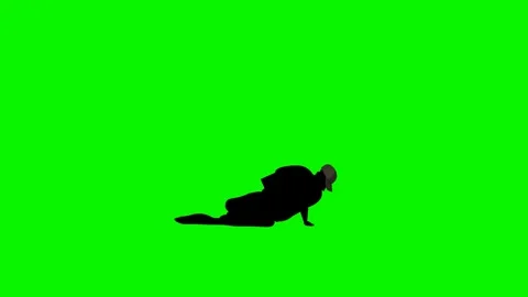 Dancing man- silhouette black screen on the green background Stock Footage 242742270