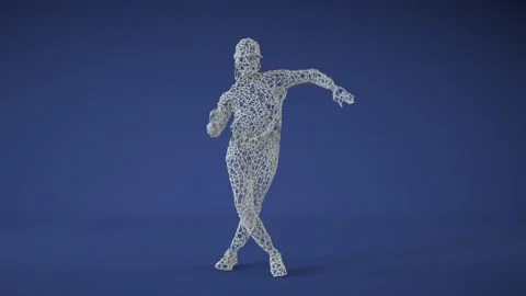 Dancing man. Stylized dancing figure in the studio dancing. Series of works. Stock Footage 153819365