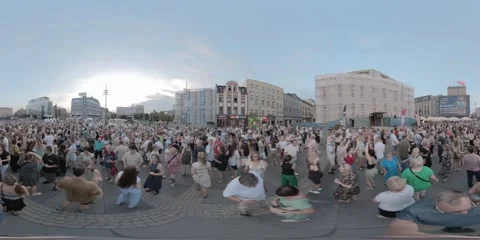 Dancing on the market square in Katowice in 360VR. Katowice/Poland-07/27/2024 Video stock 295367051