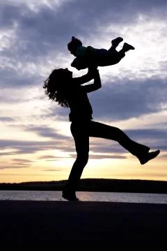 Dancing  mom with child Stock-Fotos