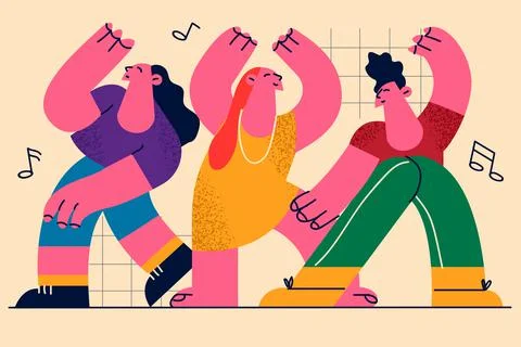 Dancing, moving, dancer concept Stock Illustration