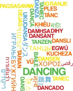 Dancing multilanguage wordcloud background concept Stock Illustration
