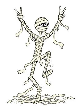 Dancing Mummy with Peace Signs Stock Illustration