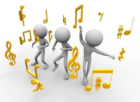 Dancing with music notes Stock Illustration