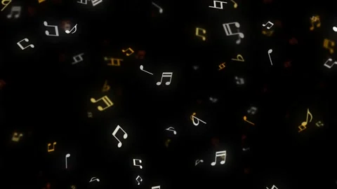 Dancing Musical Notes on Black Background Vidéo 331085615