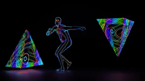 Dancing Neon Man VJ Loop Stock Footage 269792717