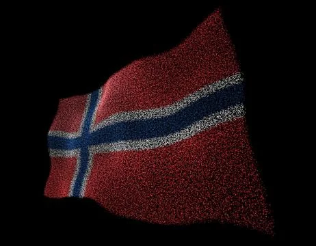 Dancing Norwegian flag, particle technology flag Illustrazione stock