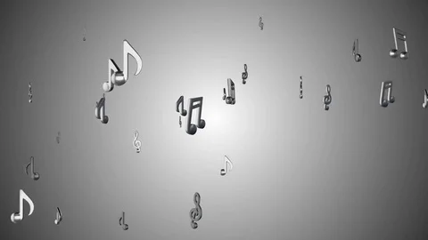 Dancing notes are flying in a circle. cinematic background. seamless loop. Video stock 84289922