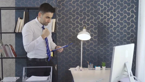 Dancing office worker works. Stock Footage 213543194