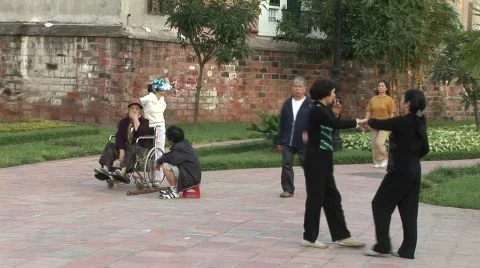 Dancing in the park, Vietnam Stock Footage 288967