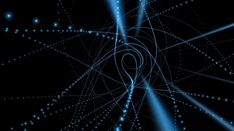 Dancing Particle Spirals and Laser Light Rays - VIII - Glowing Cyan - VJ Loop Stock Footage 85542990