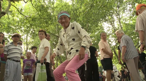 Dancing pensioner relives the 60s Stock Footage 37703273