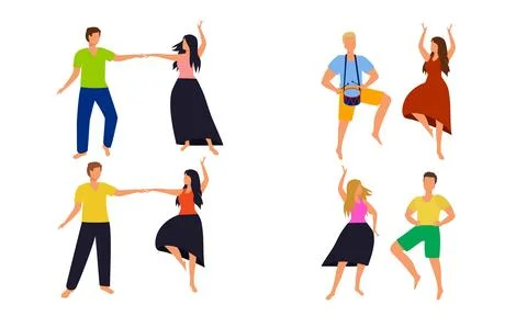 Dancing people in couple Stock Illustration