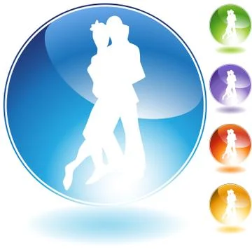 Dancing people crystal icon Stock Illustration