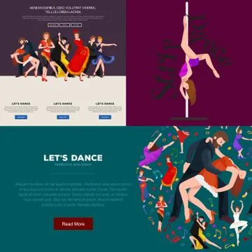 Dancing People, Dancer Bachata, Hiphop, Salsa, Indian, Ballet, Strip, Rock and Stock Illustration