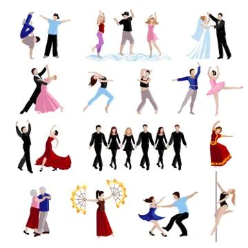 Dancing People Icons Set Illustrazione stock