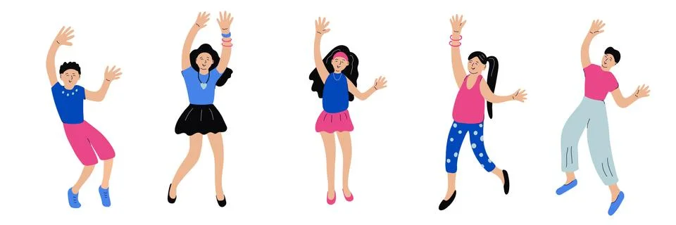 Dancing people isolated on white. Stock Illustration