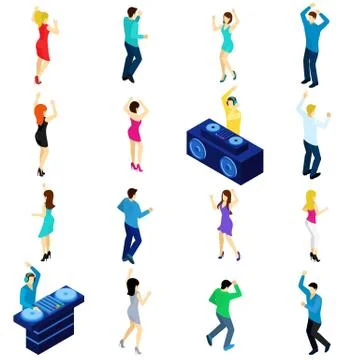 Dancing People Isometric Stock Illustration