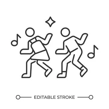 Dancing people linear icon Stock Illustration