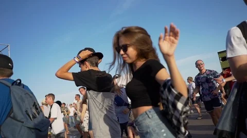Dancing people in the open air Stock Footage 127044554