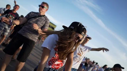 Dancing people in the open air Stock Footage 127044993