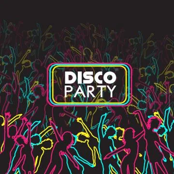 Dancing People Party Crowd Disco Background - Vector Illustration Stock Illustration