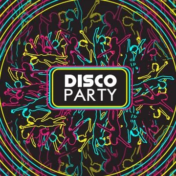 Dancing People Party Crowd Disco Background - Vector Illustration Stock Illustration