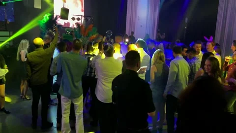 Dancing people at a party. Entertainment program at the wedding.  Stock Footage 150209805