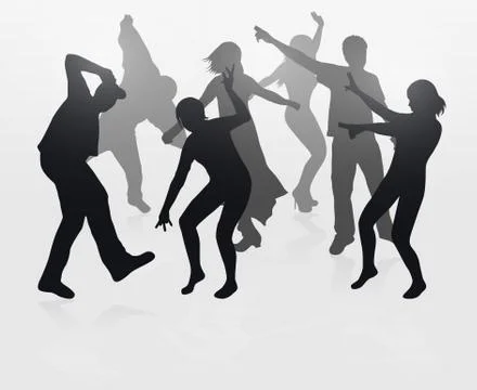 Dancing people silhouettes Stock Illustration