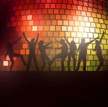 Dancing people silhouettes Illustrazione stock