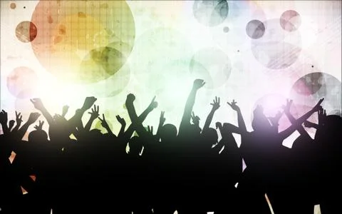 Dancing people silhouettes Stock Illustration