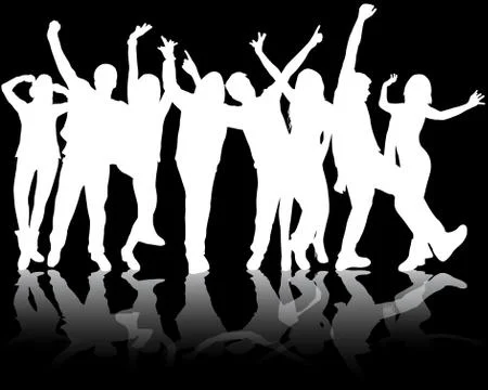 Dancing people silhouettes Illustrazione stock