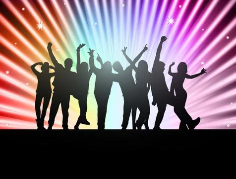 Dancing people silhouettes Illustrazione stock