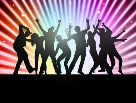 Dancing people silhouettes Stock Illustration