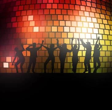 Dancing people silhouettes Stock Illustration