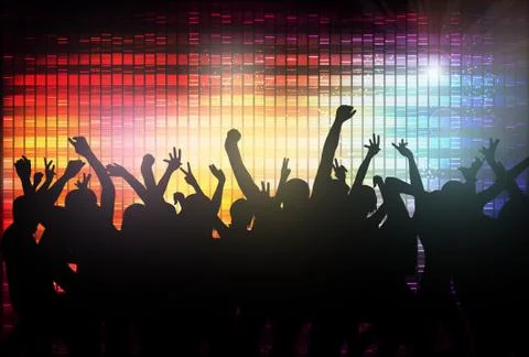 Dancing people silhouettes Stock Illustration